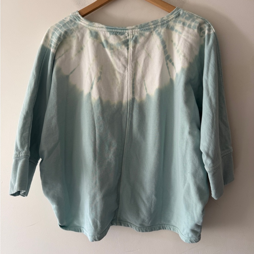 PureJill Tie Dye French Terry Oversized Pullover Green and White Organic - Picture 4 of 5